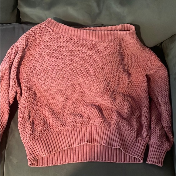 Pact Sweaters - Pact Pink Off-the-Shoulder Sweater with Chunky Knit